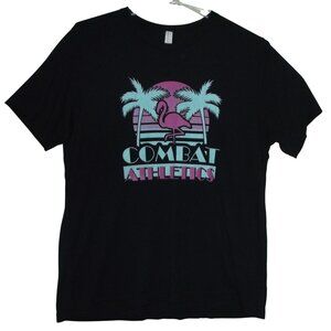 Combat Athletics T-shirt Womens XL Black Turquoise Pink Flamingo workout top